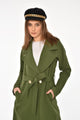 Raglan Sleeve Gold Button Detailed Women's Seasonal Trench Coat